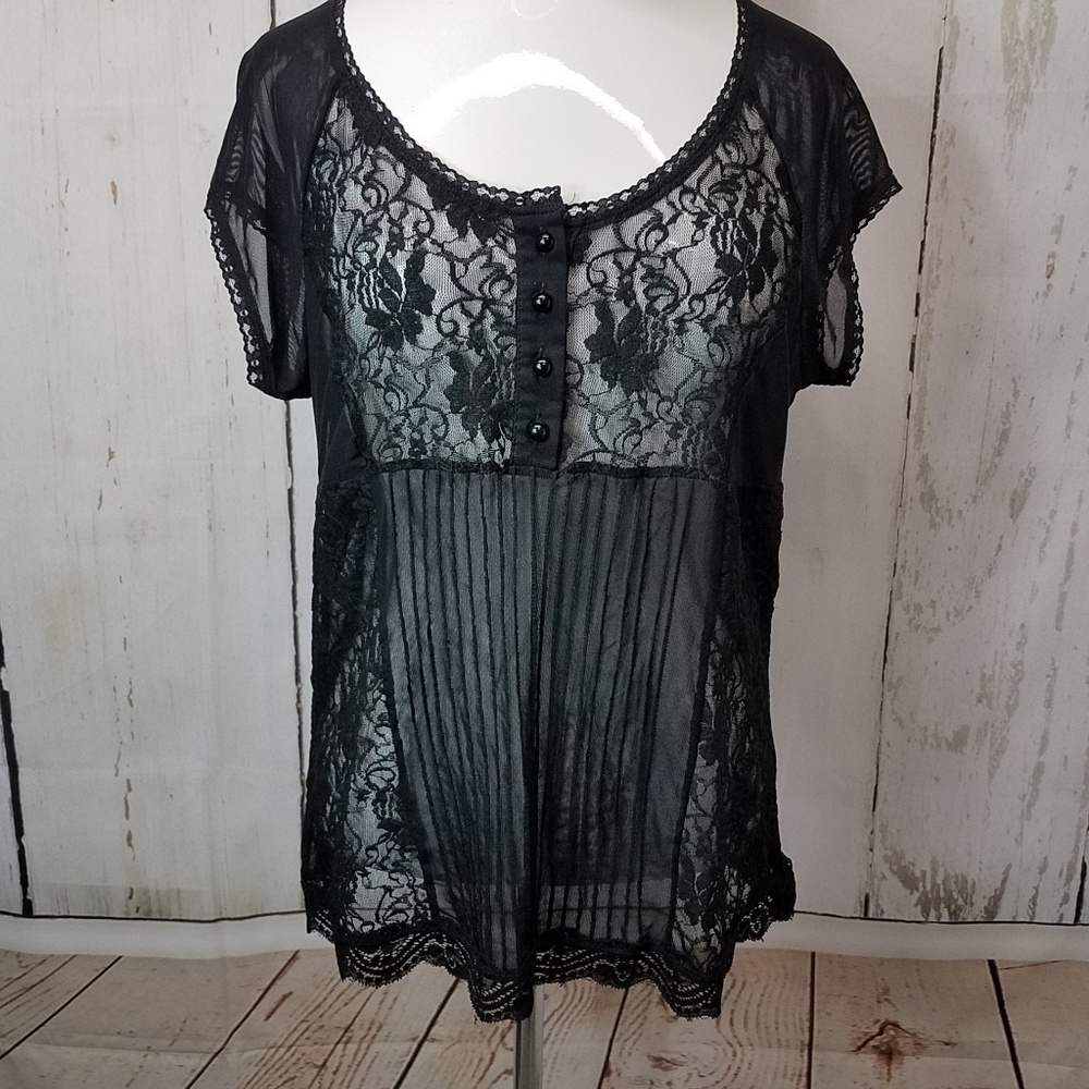 WD*NY lace blouse sz. L BLACK